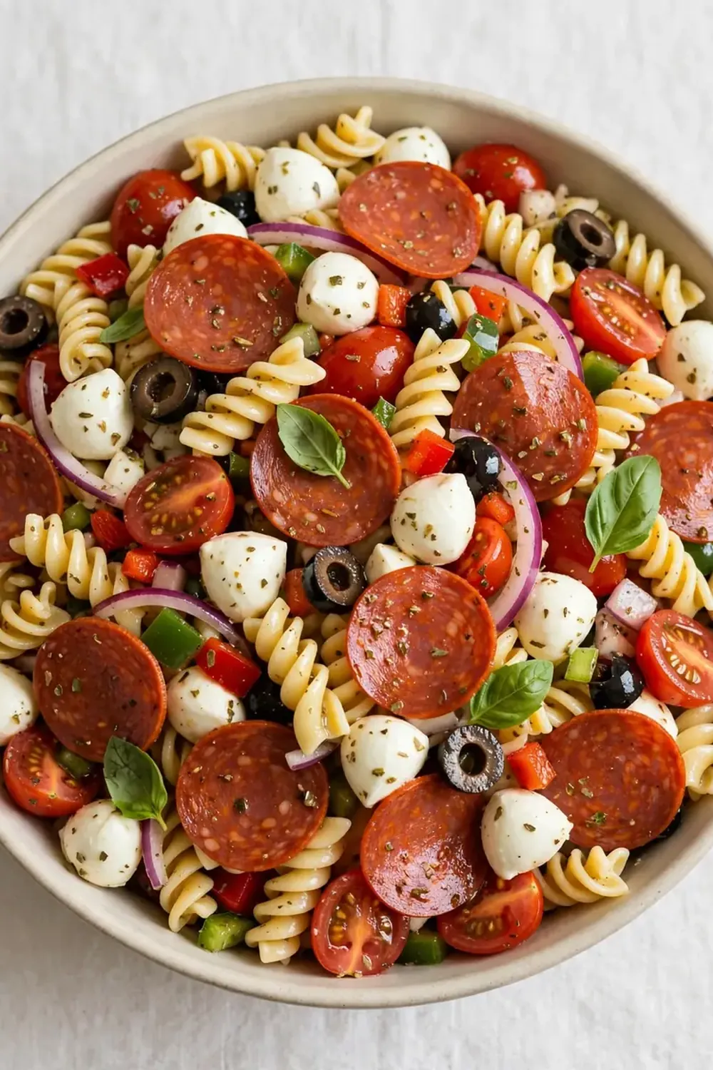 Classic Italian Pasta Salad (Beef Pepperoni & Mozzarella)