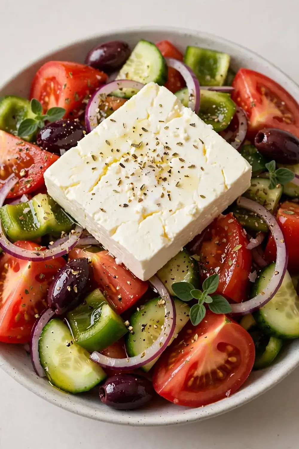 Traditional Greek Salad with Block Feta