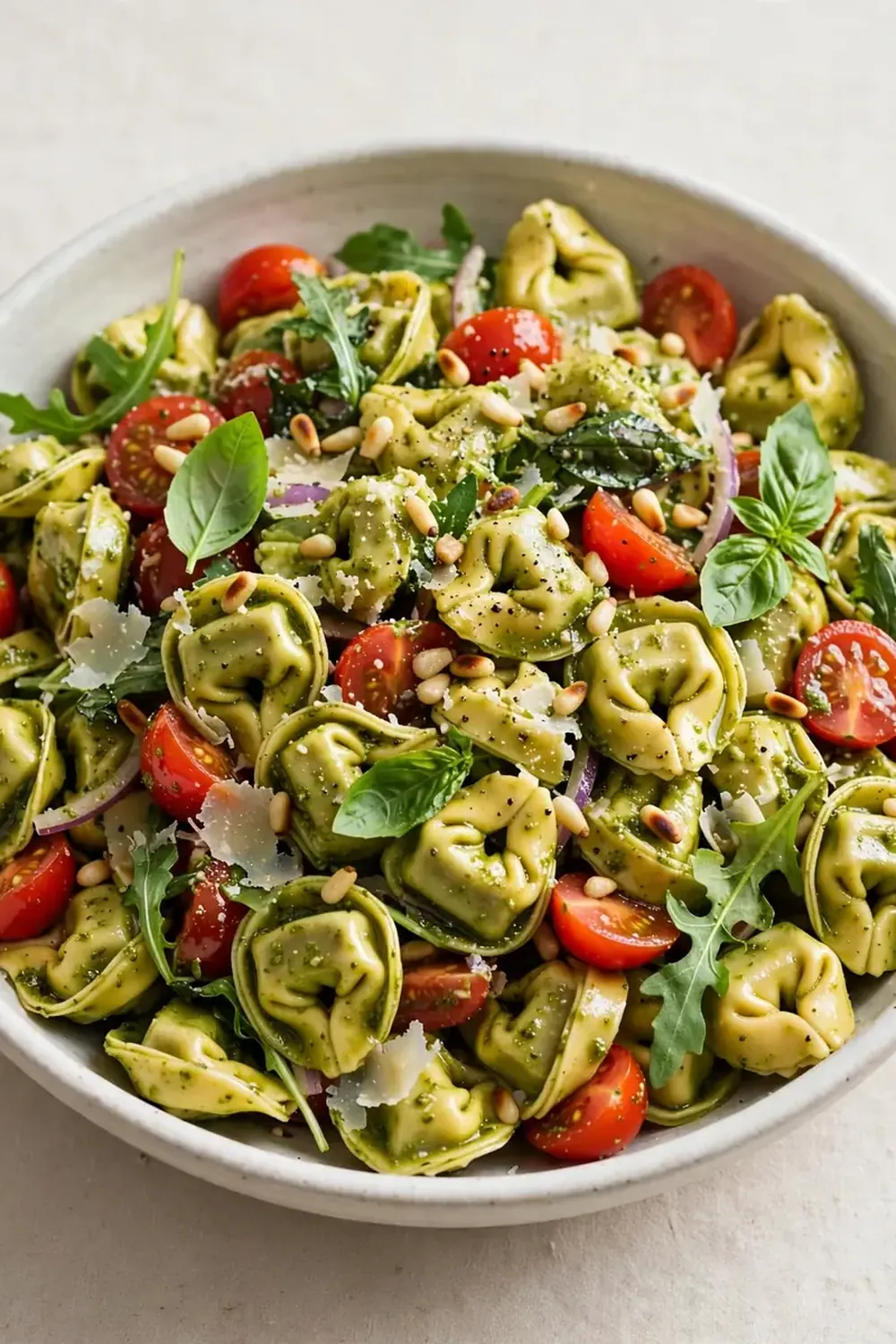 cold tortellini salad with pesto