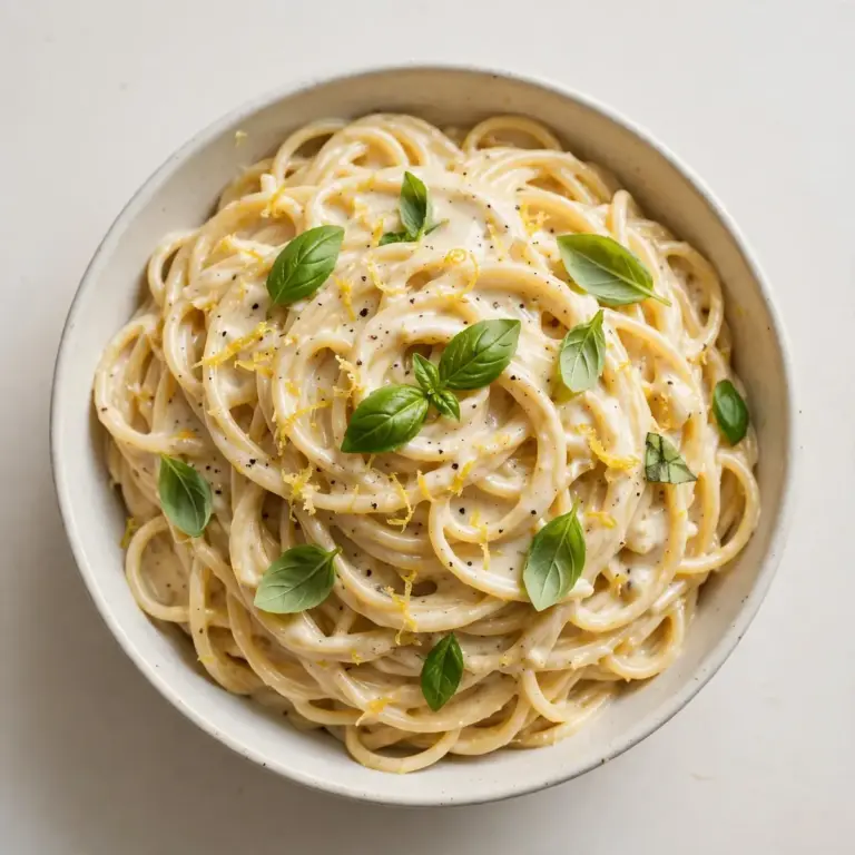 Creamy Lemon Pasta Fresh Basil