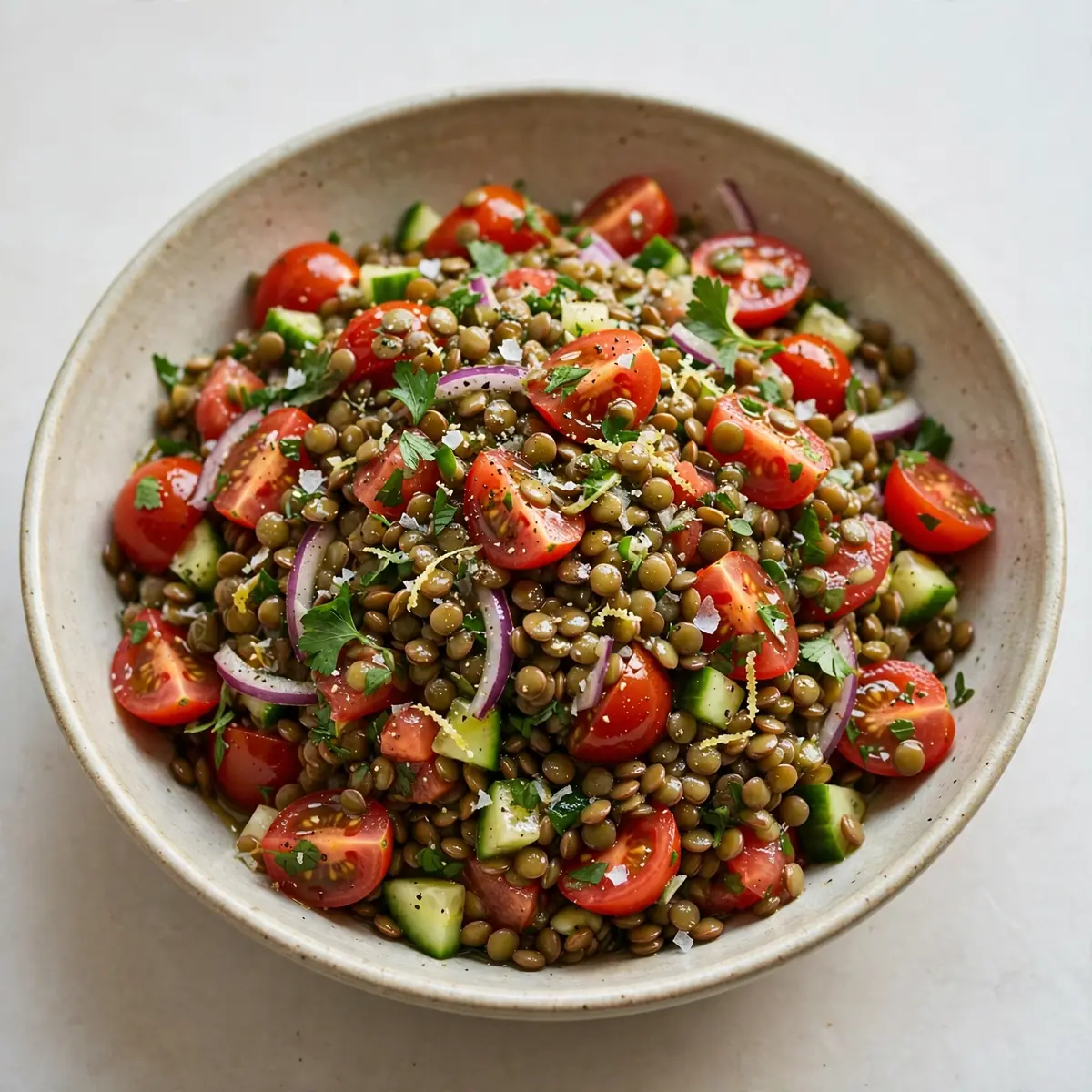 Easy Weeknight Cold Lentil and Tomato Salad