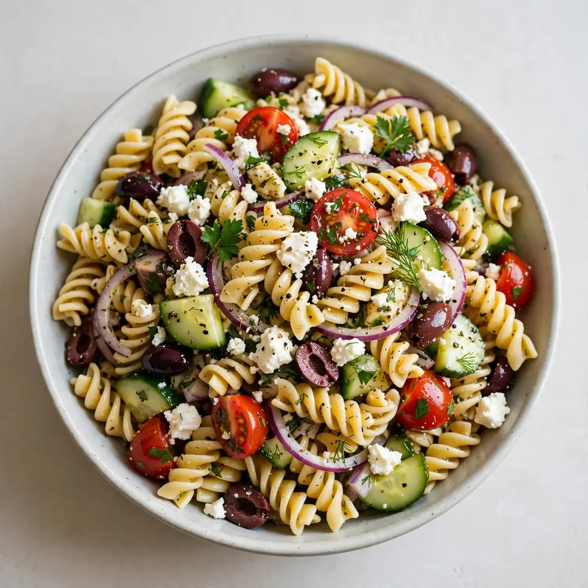 Mediterranean Pasta Salad With Feta