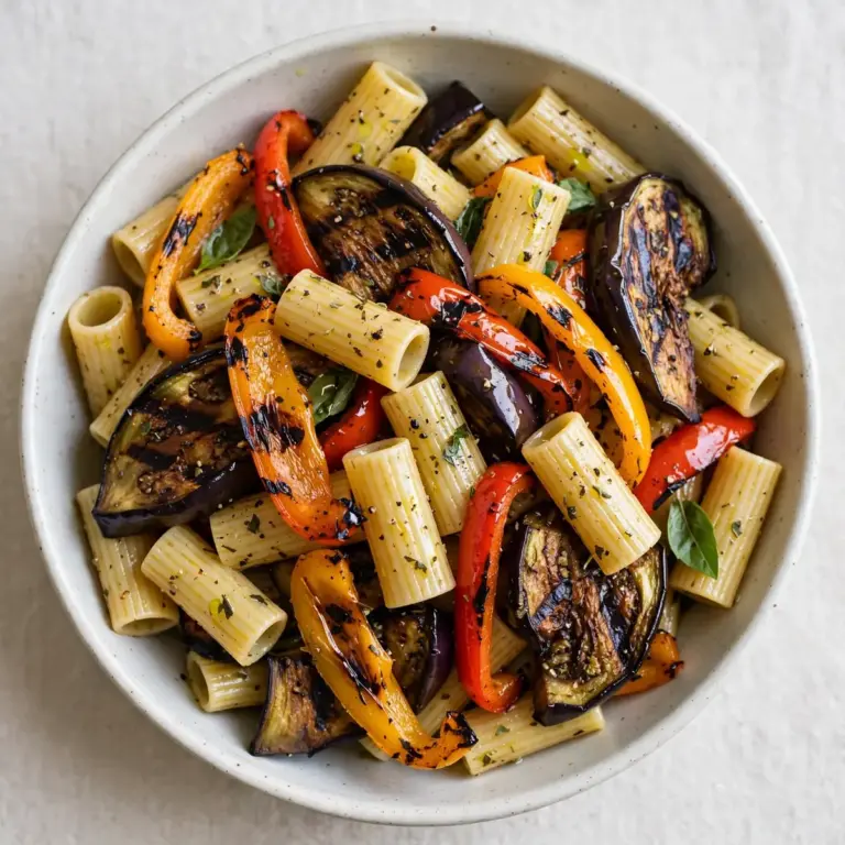 Pasta Grilled Eggplant Bell Peppers