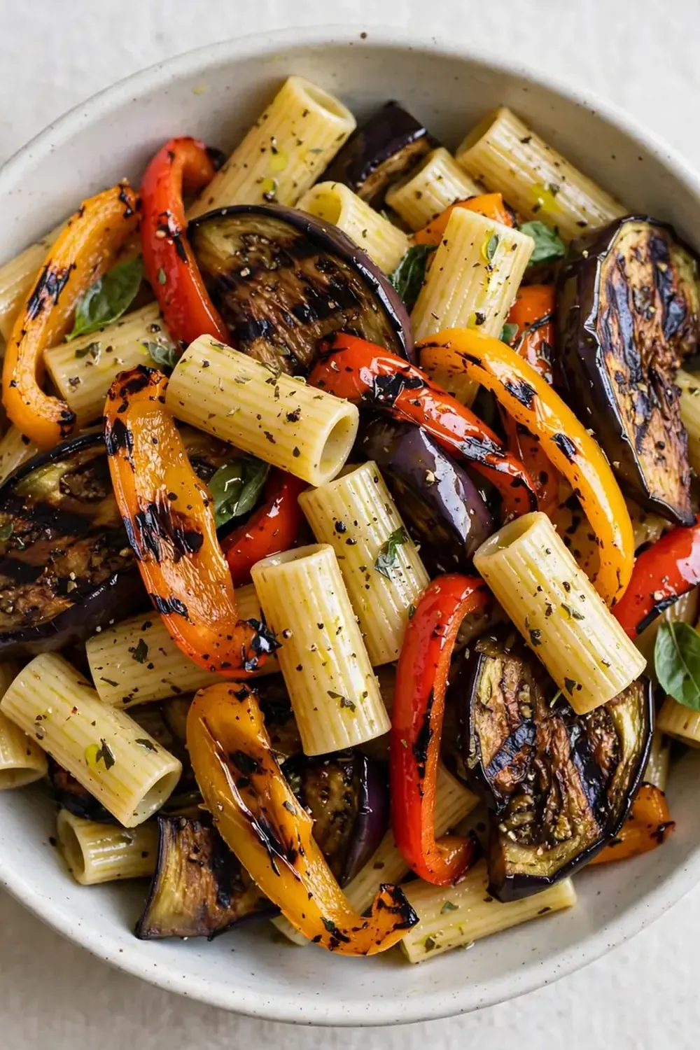 pasta grilled eggplant bell peppers