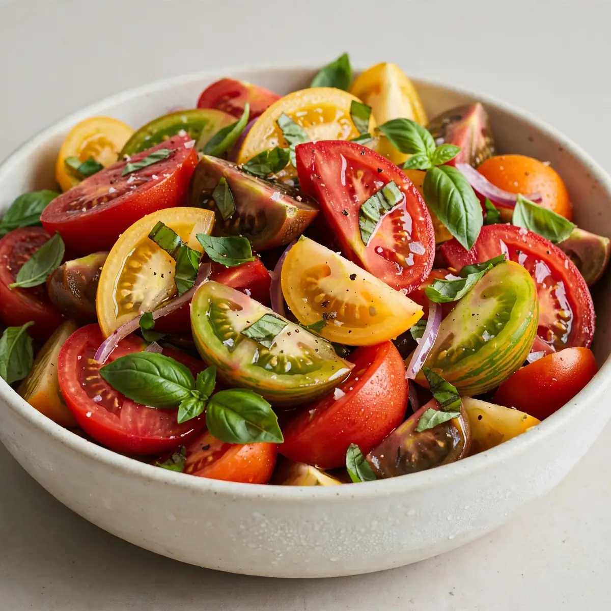 Quick 15-Min Heirloom Tomato and Basil Salad