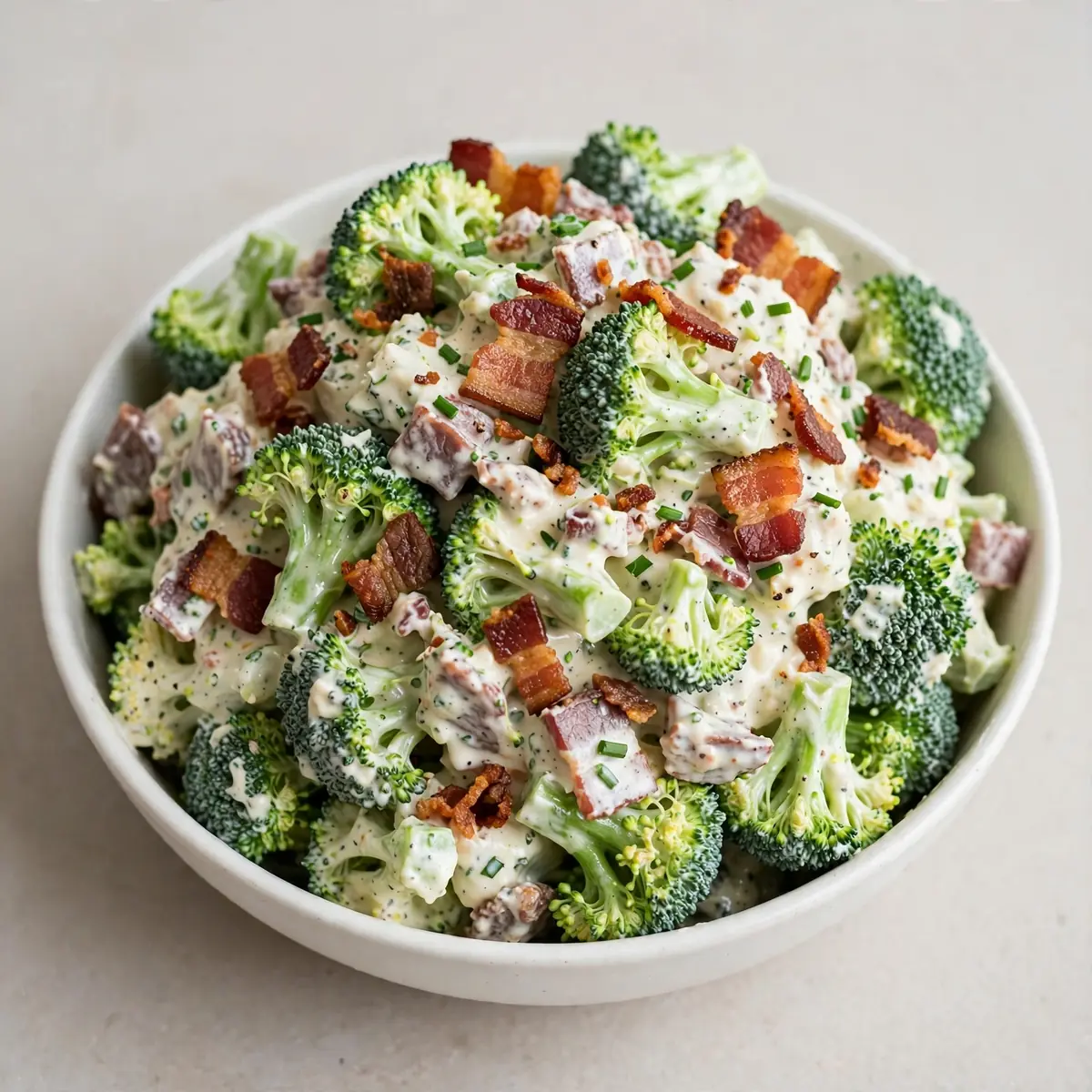 Quick Creamy Broccoli Bacon Dinner Salad