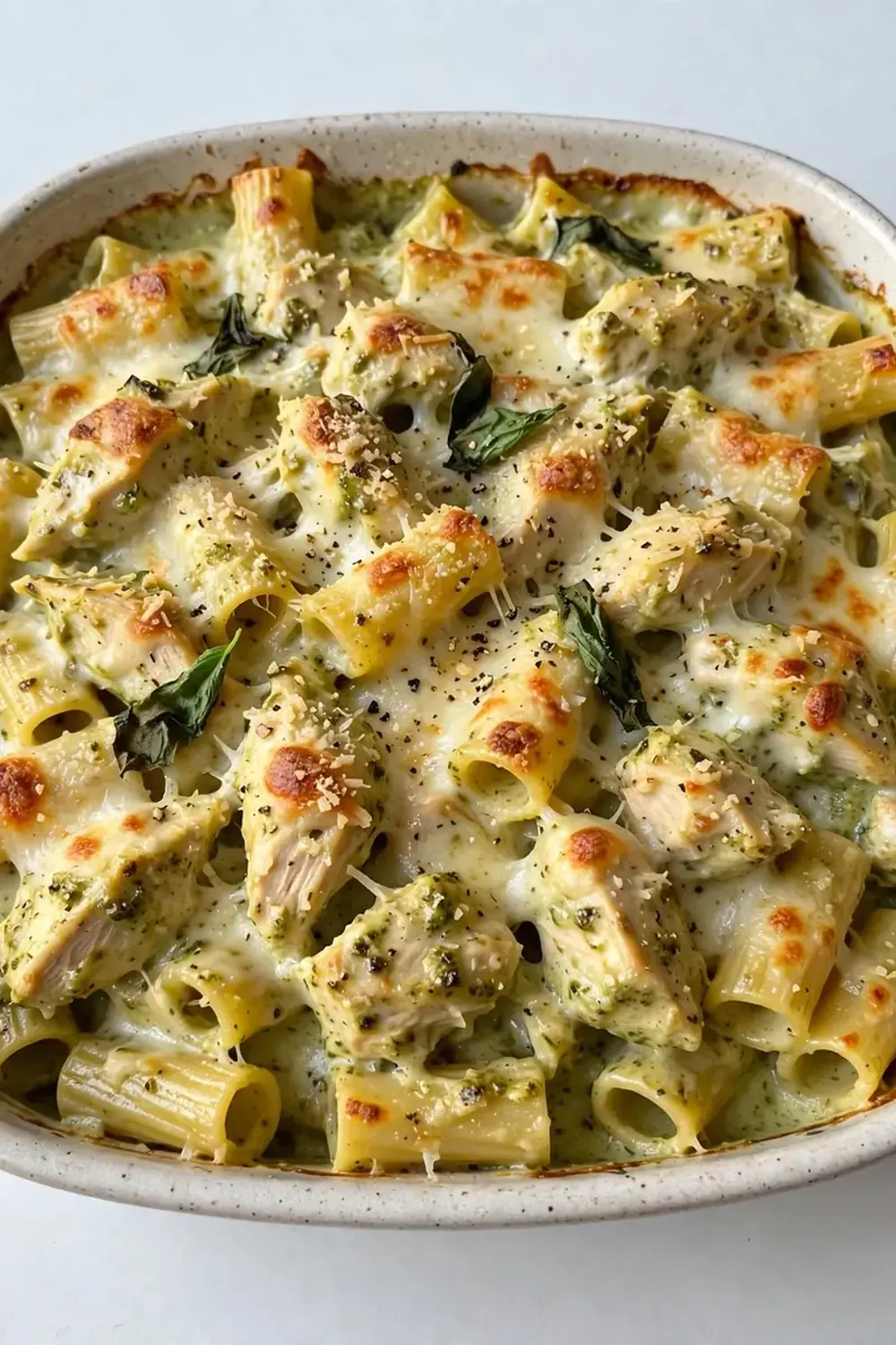 Creamy Pesto Chicken Pasta Bake