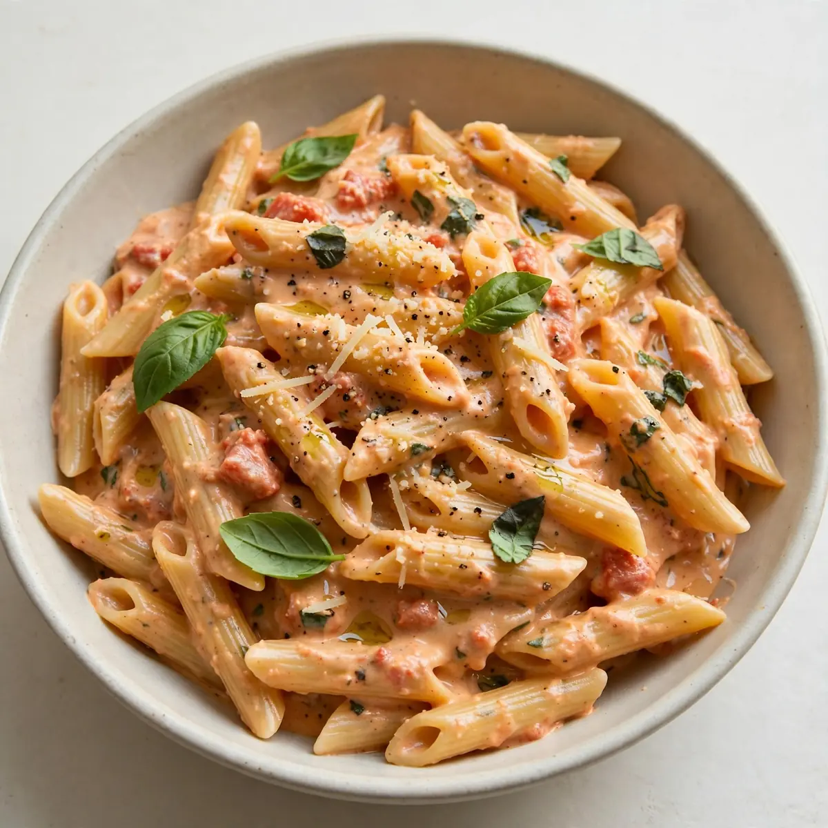 Quick Creamy Tomato Basil Penne in 20 Minutes