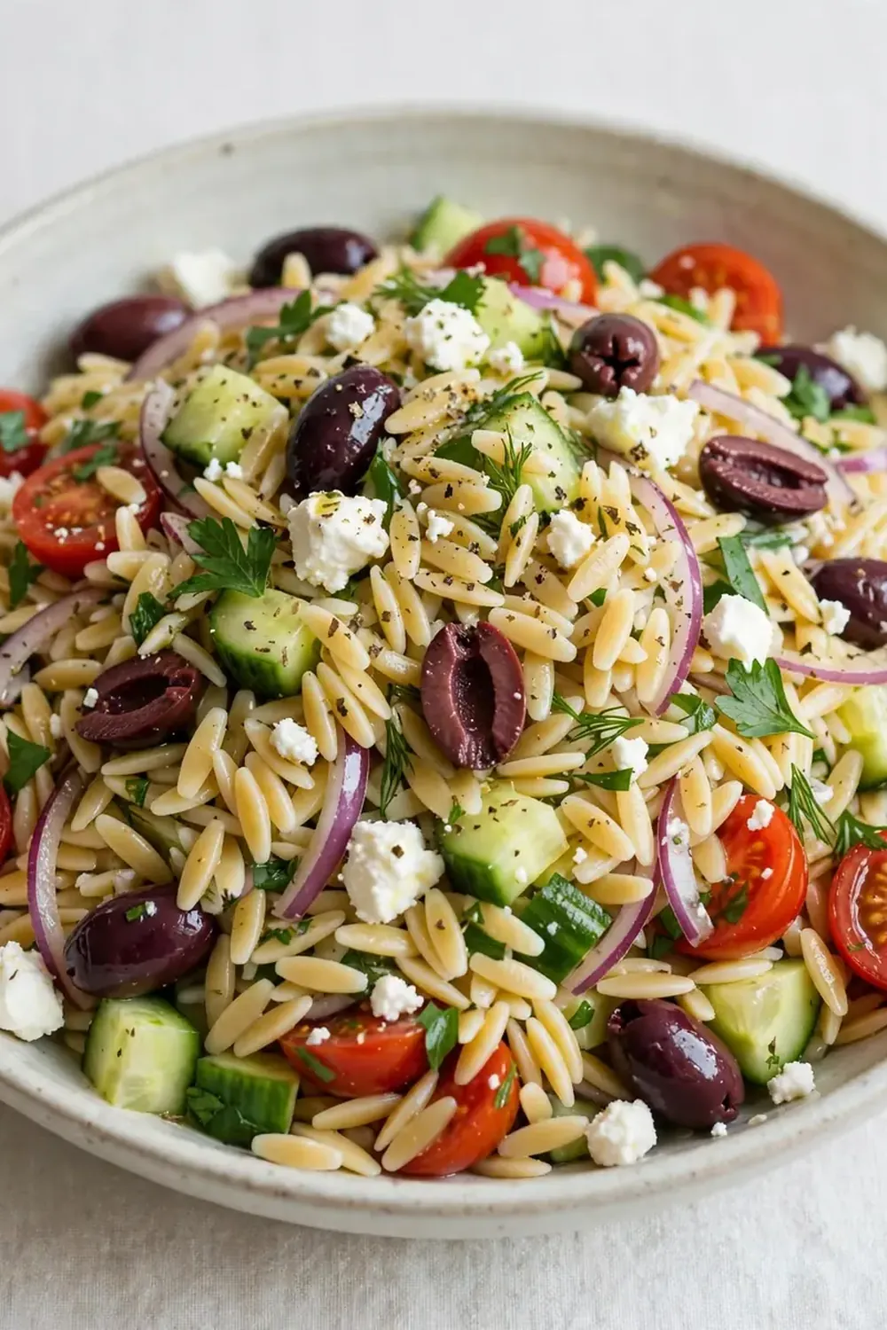 Mediterranean Orzo Salad with Feta and Olives