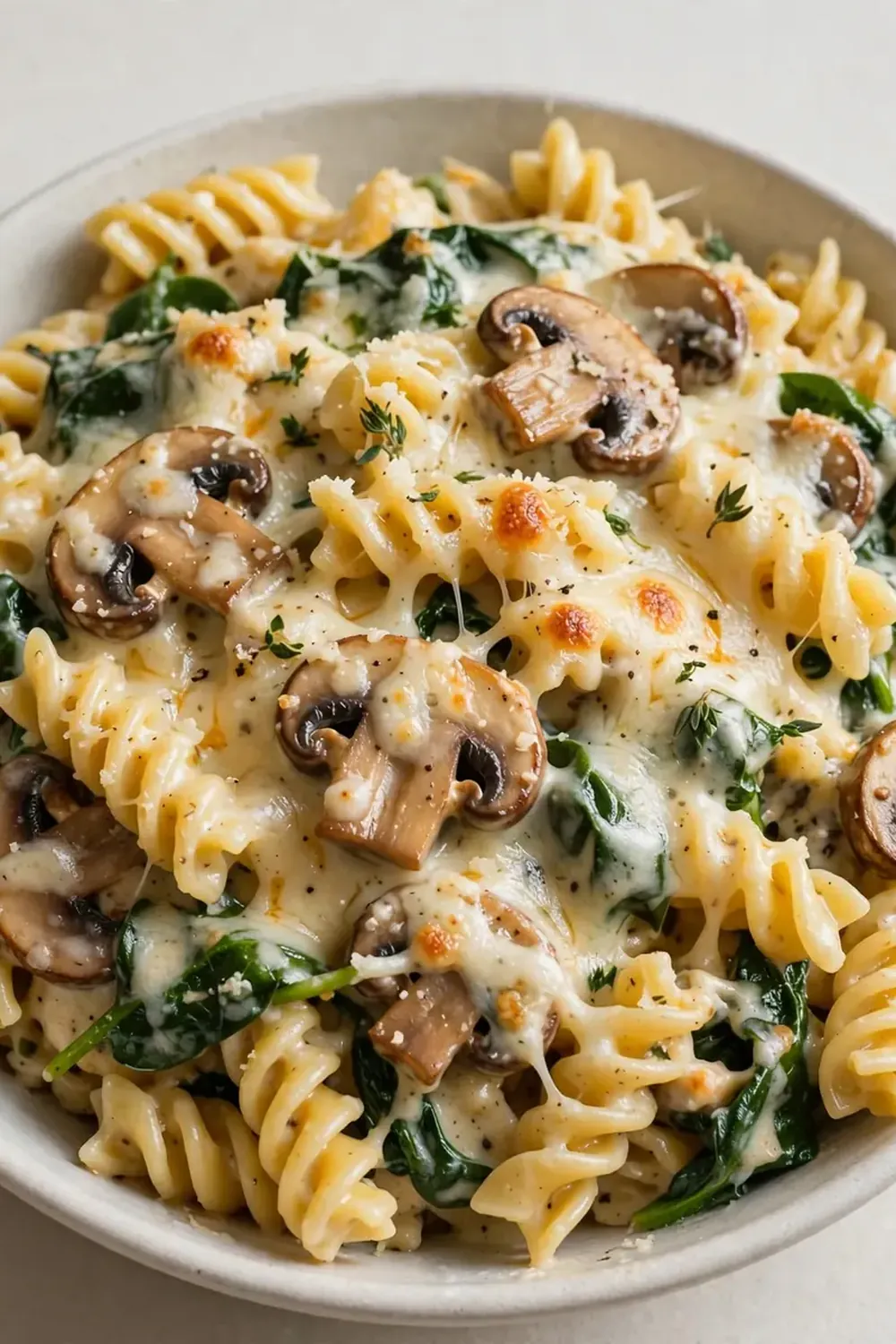 Cheesy Mushroom and Spinach Rotini