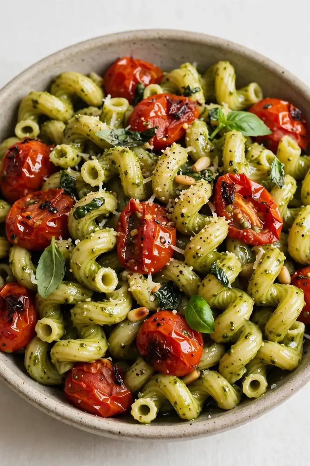 Pesto Cavatappi with Roasted Cherry Tomatoes