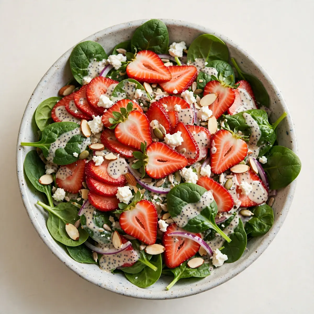 Quick Strawberry Spinach Salad with Poppyseed Dressing