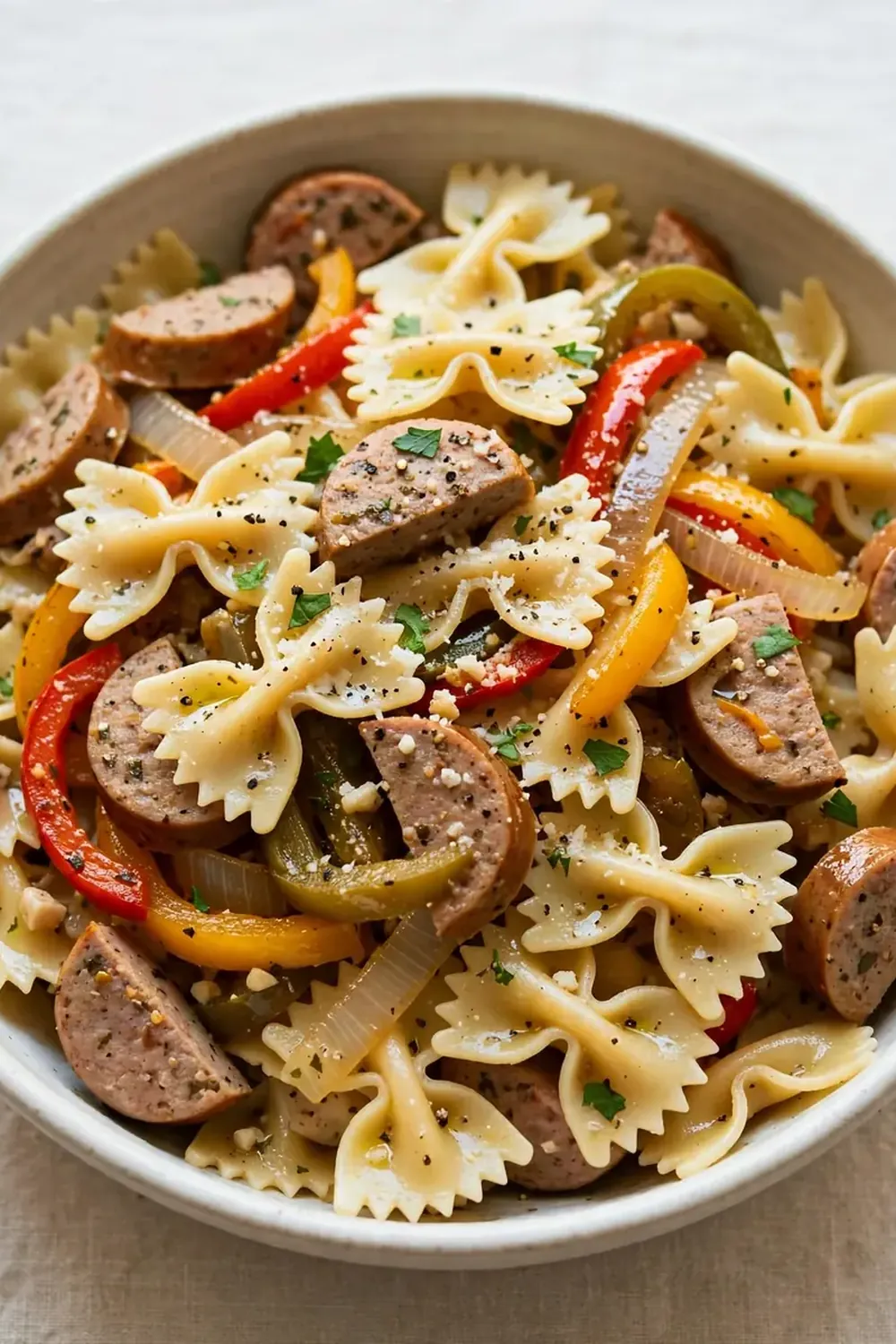 Sausage and Pepper Farfalle (Turkey Sausage)