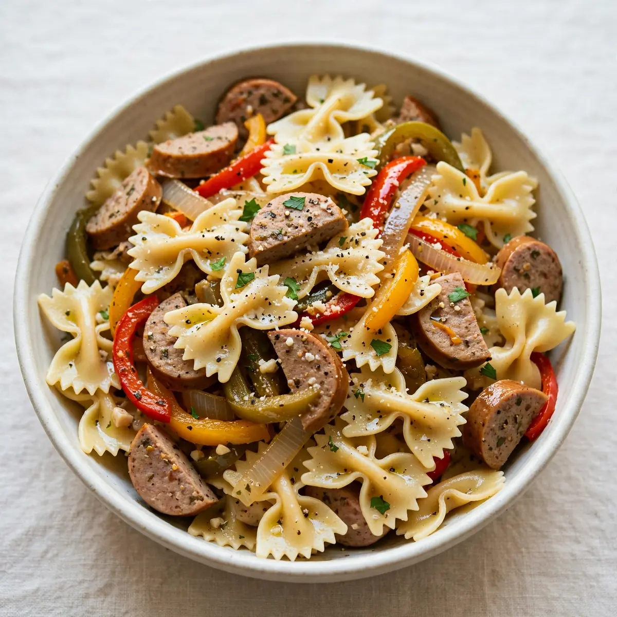 Quick Turkey Sausage and Pepper Farfalle
