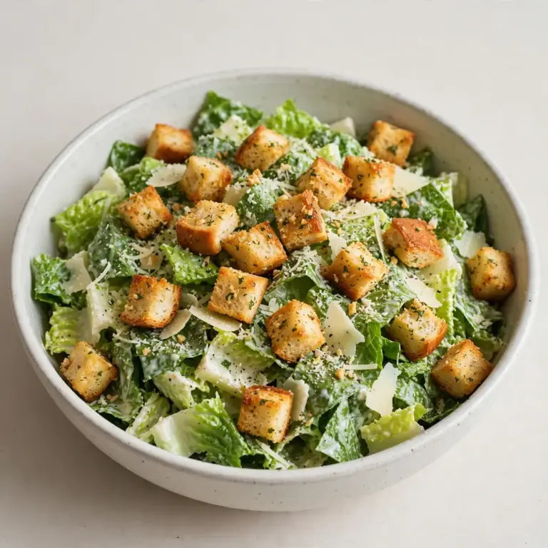 Quick Weeknight Caesar Salad with Garlic Croutons