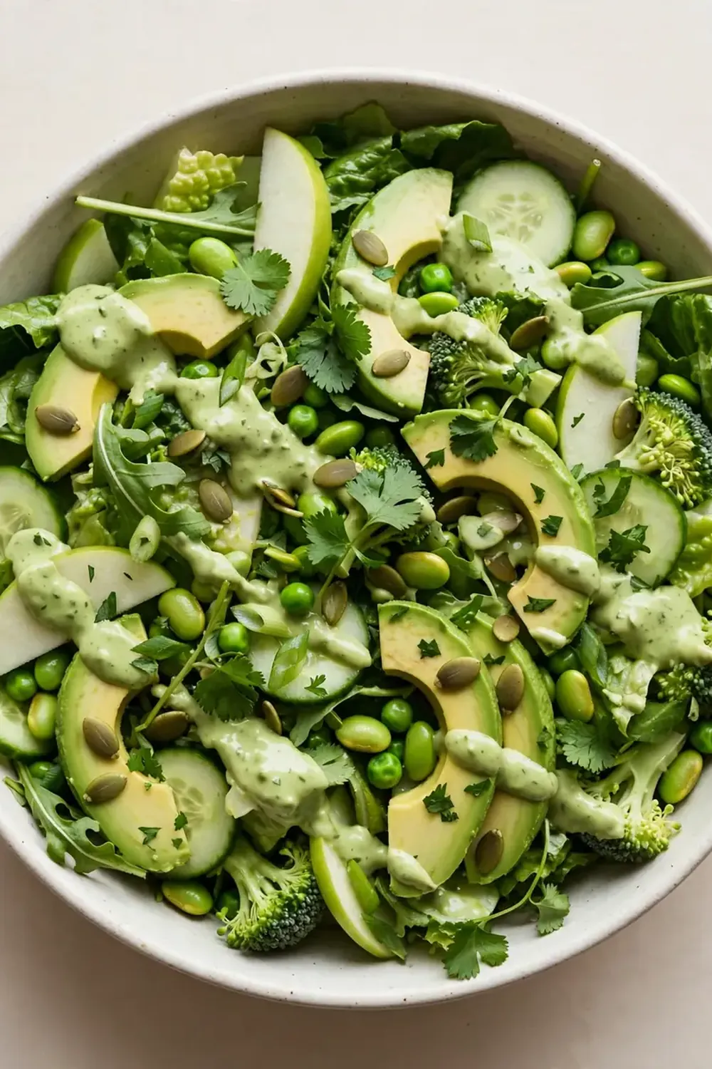 Everything Green Salad with Avocado Dressing