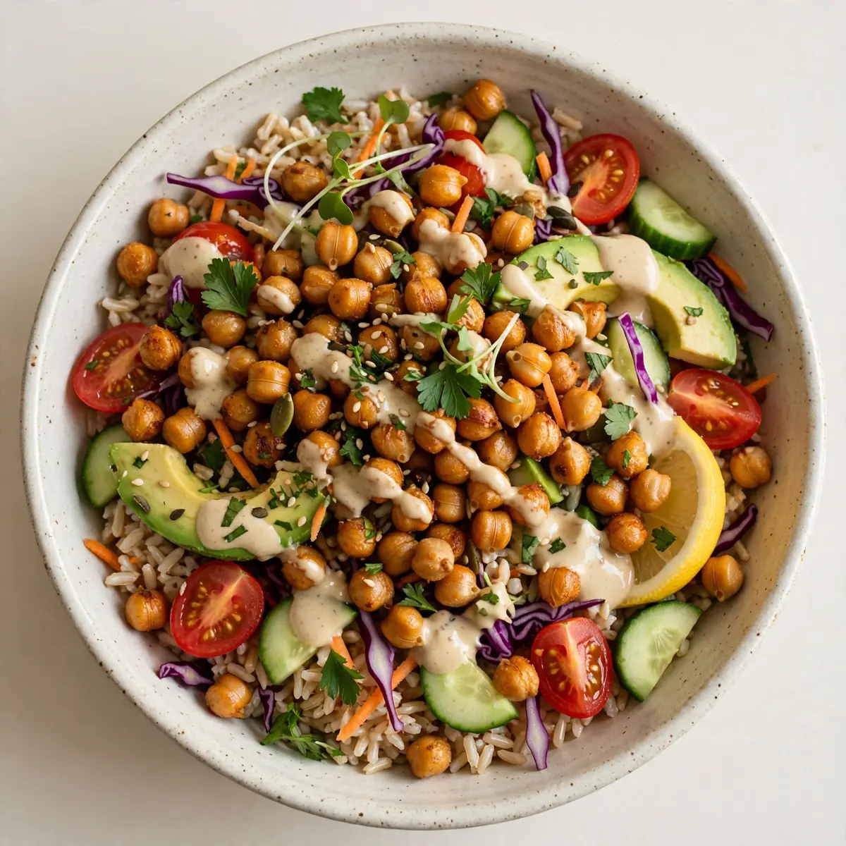 Quick Weeknight Roasted Chickpea and Brown Rice Grain Bowl