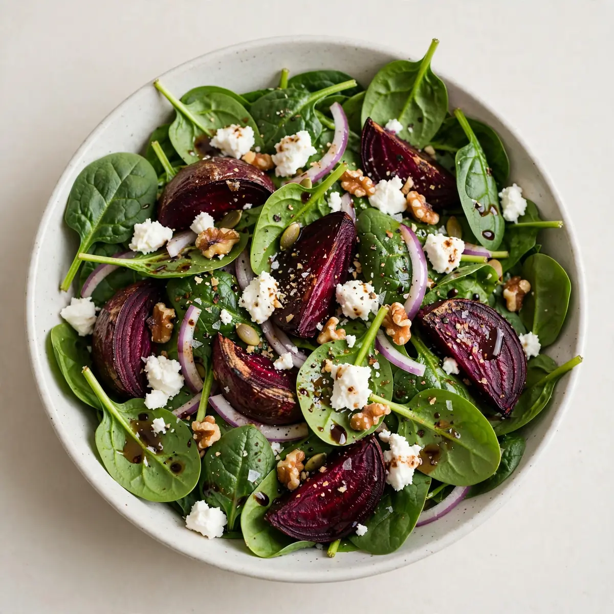 Quick Weeknight Spinach and Roasted Beet Salad