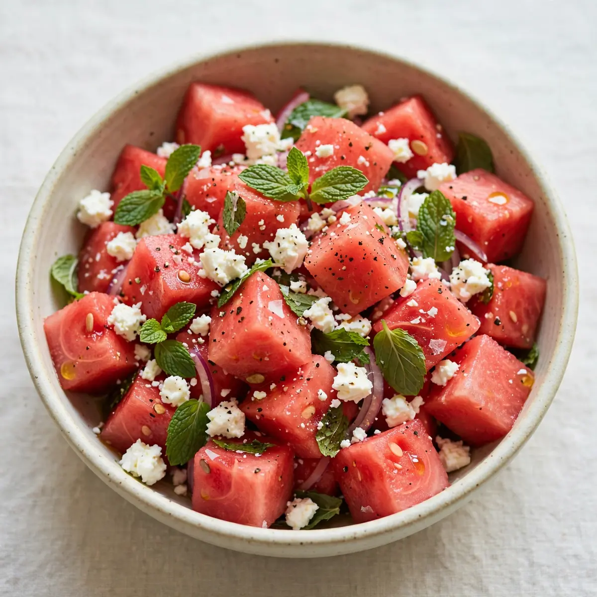 Quick Weeknight Watermelon Feta and Mint Salad