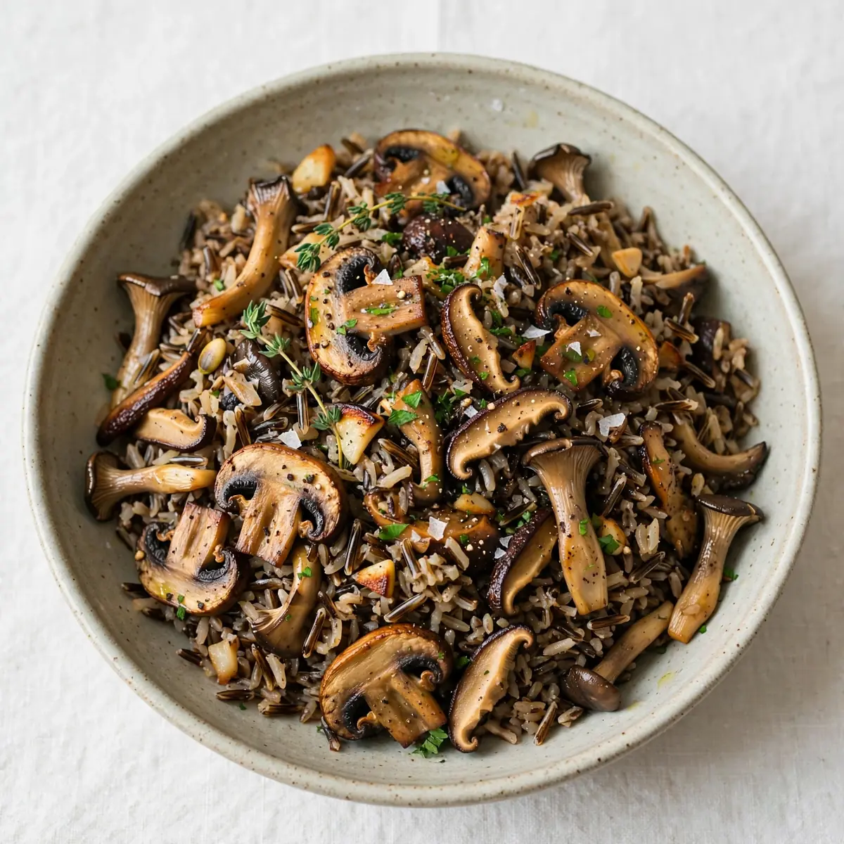 Quick Weeknight Wild Rice and Roasted Mushroom Bowl