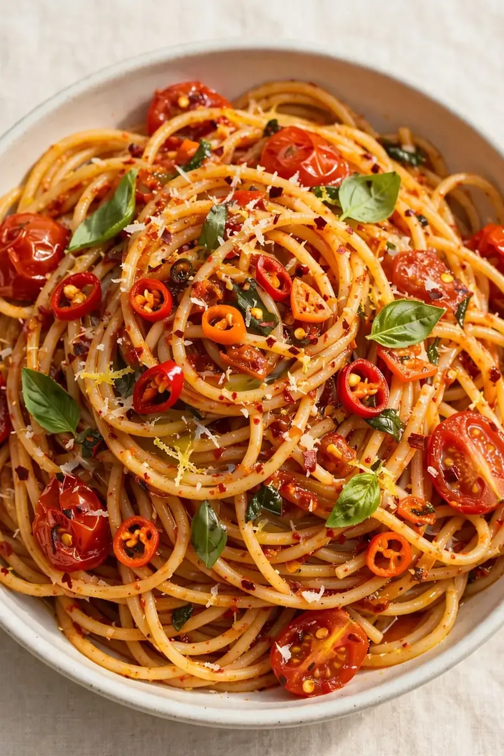 spicy calabrian chili pasta summer