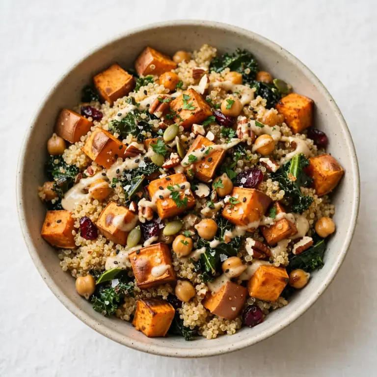 Warm Quinoa Sweet Potato Harvest Bowl: 20 Minute Family Dinner